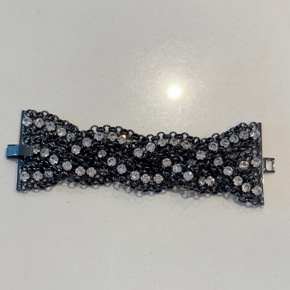 Craft Black Multi-Strand Crystal Bracelet Watch